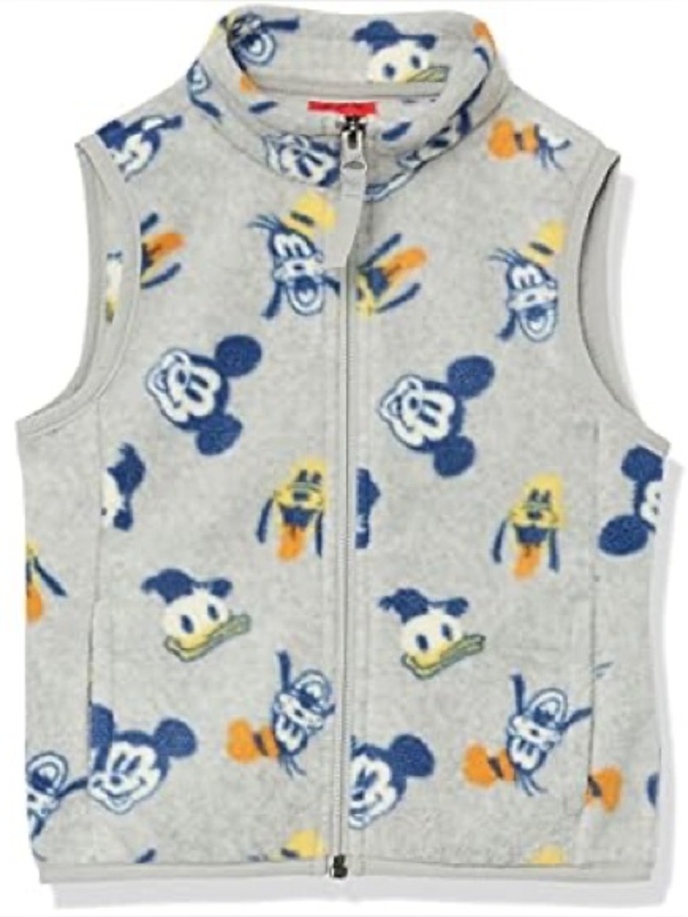 DISNEY Mickey Mouse & Friends Youth Polar Fleece Full Zip Vest Outwear Gray NWT